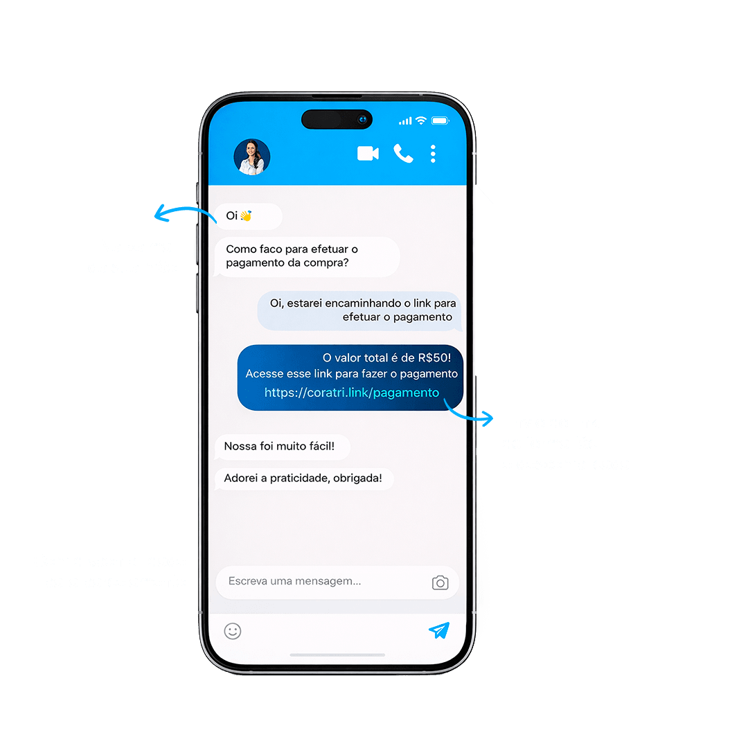 Interface de link de pagamento no celular